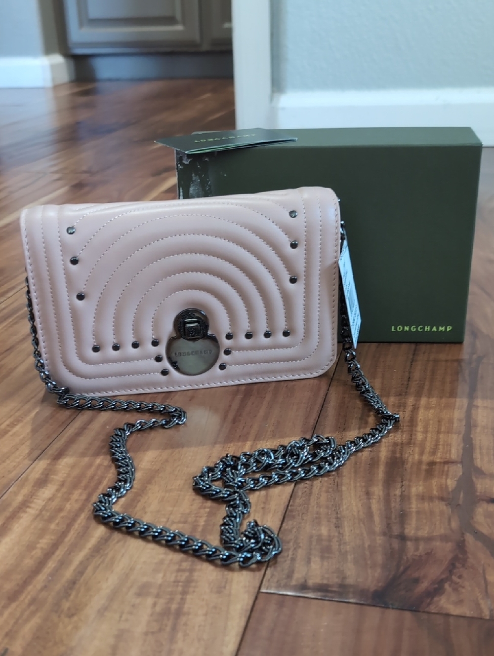 Longchamp Cavalcade Antique Pink Leather Crossbody Wallet New in Box ❤️